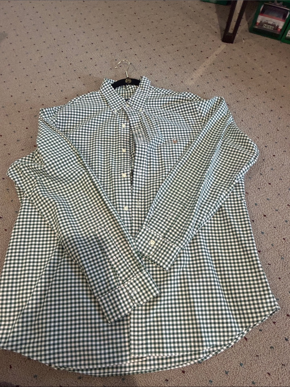 Men’s XL Ralph Lauren green & white checkered classic fit oxford